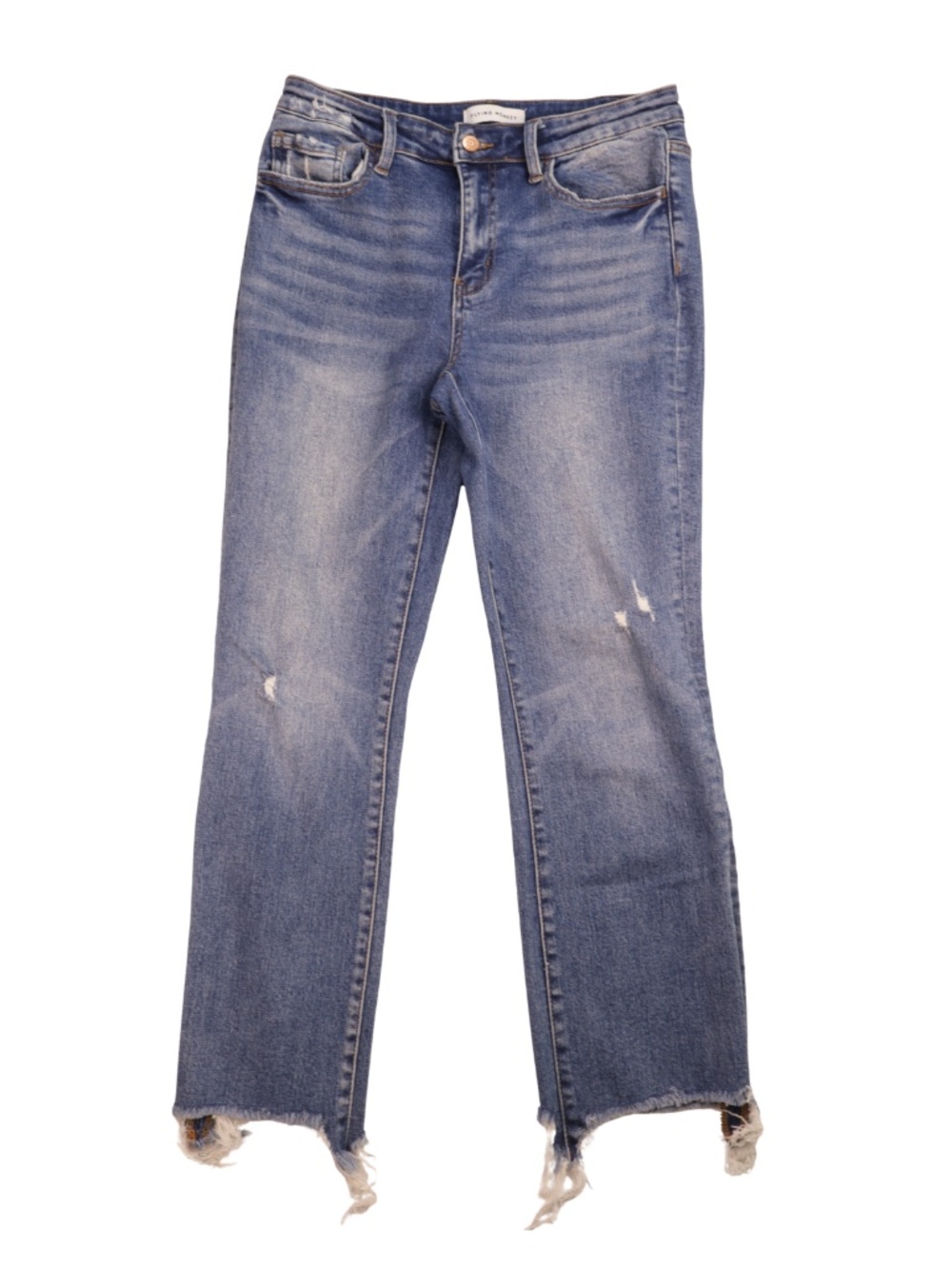 Flying Monkey High Rise Distressed Ankle Jeans Size 30 Raw Hem Denim